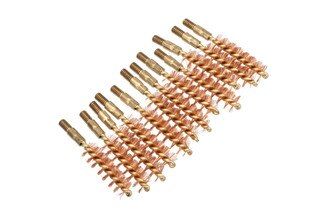 Pro-Shot 9mm Bronze Bristle Bore Brushes with #8-32 threading in a 12-pack.